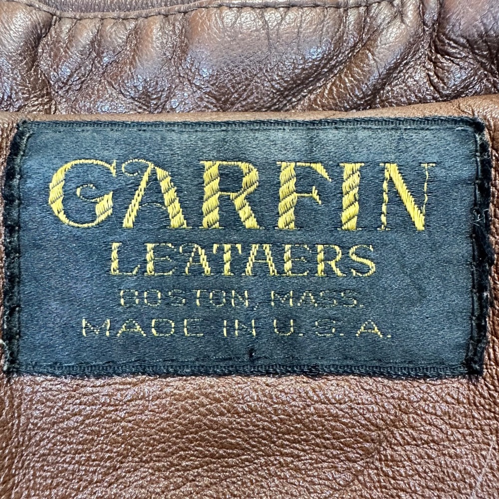 Garfin Leathers Trench Coat Womens 18 Brown Vintage 70s Boho Leather Jacket - Picture 10 of 15
